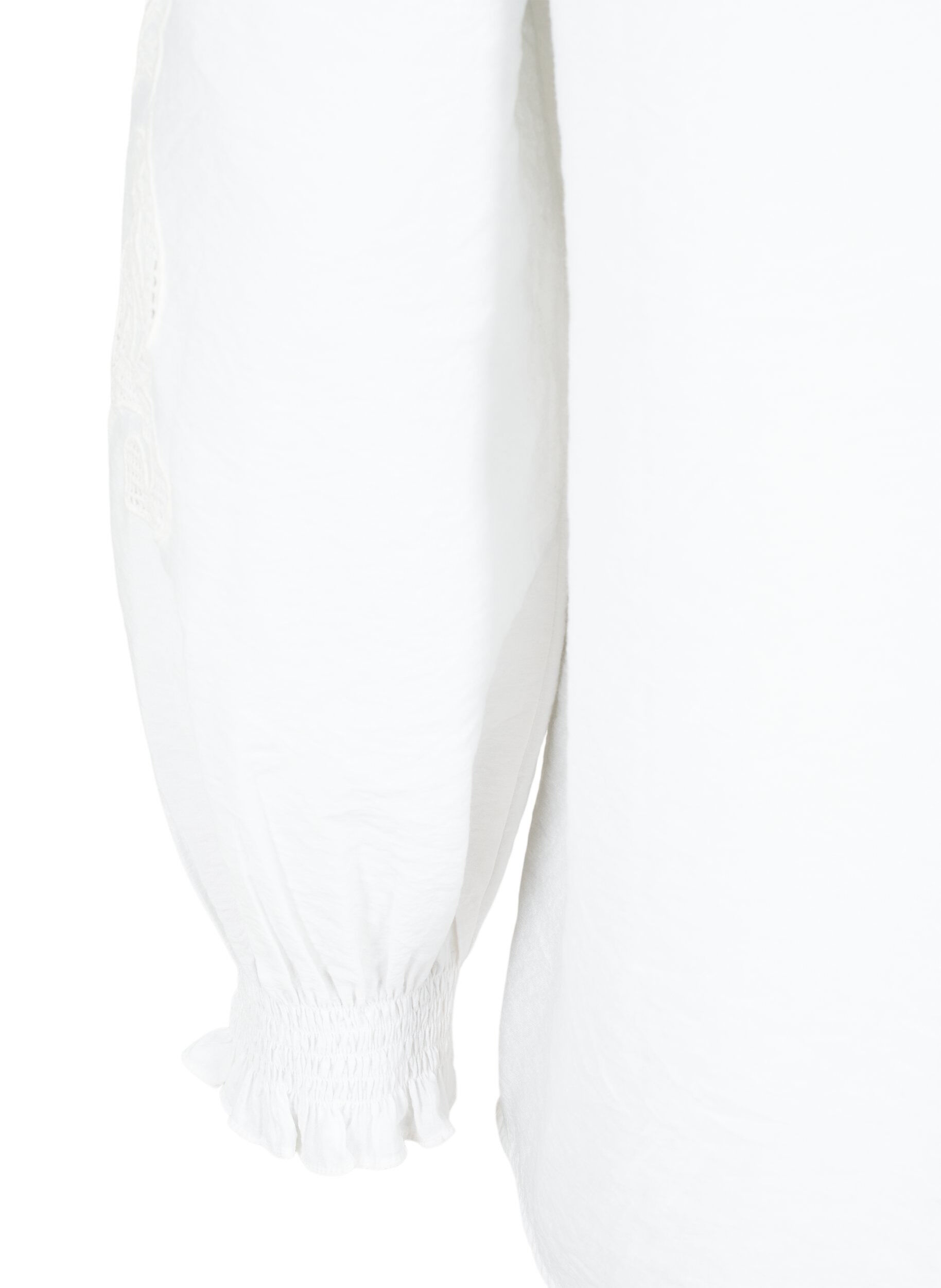 ZizziBlouse met ruches en broderie anglaise, Bright White, Packshot image number 3