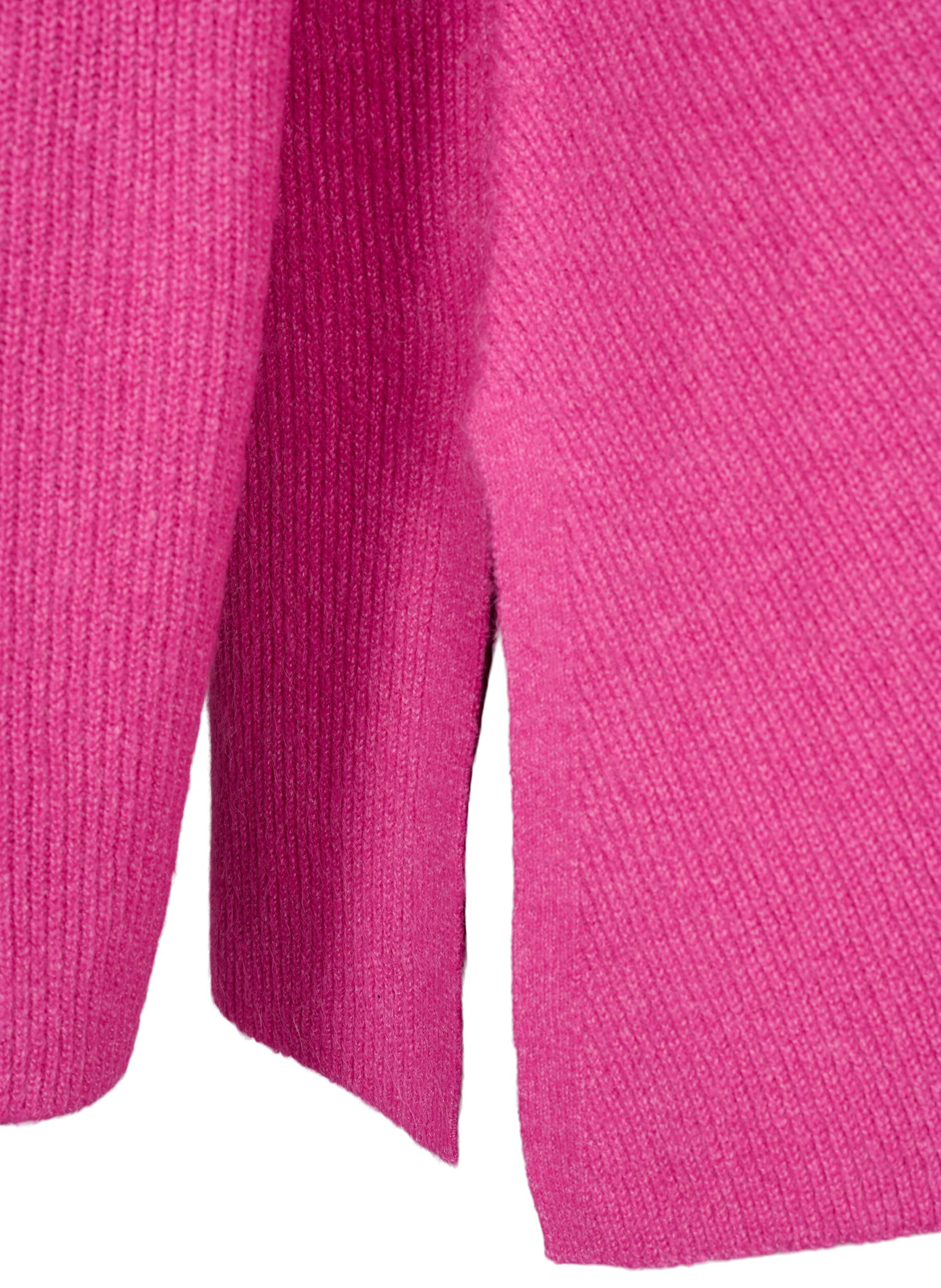 ZizziGem&ecirc;leerde pullover met zijsplit, R. Rose/White Mel., Packshot image number 3