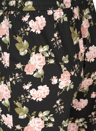 Bas de pyjama fleuri en coton, Black w. Flower, Packshot image number 3