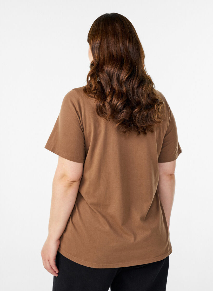 T-shirt imprim&eacute;, Marron, Model image number 2