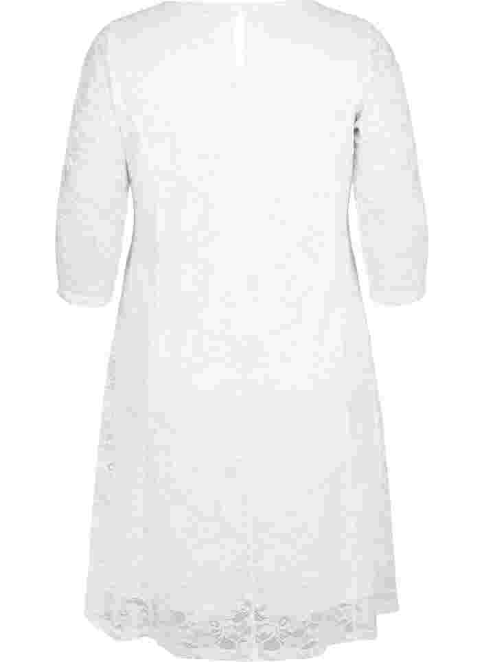 Kanten jurk met 3/4 mouwen, White, Packshot image number 1