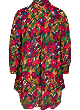 Lange viscose blouse met print, Olive Green AOP, Packshot image number 1