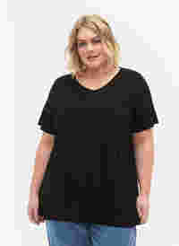 T-shirt à manches courtes avec forme en A, Black, Model