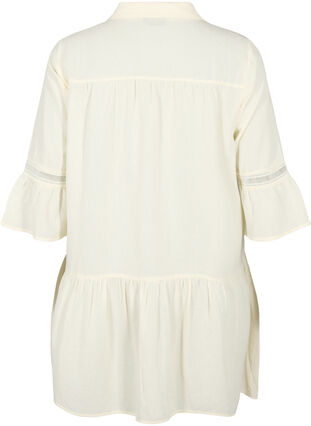 Tunique en coton biologique avec des détails féminins, Antique White, Packshot image number 1