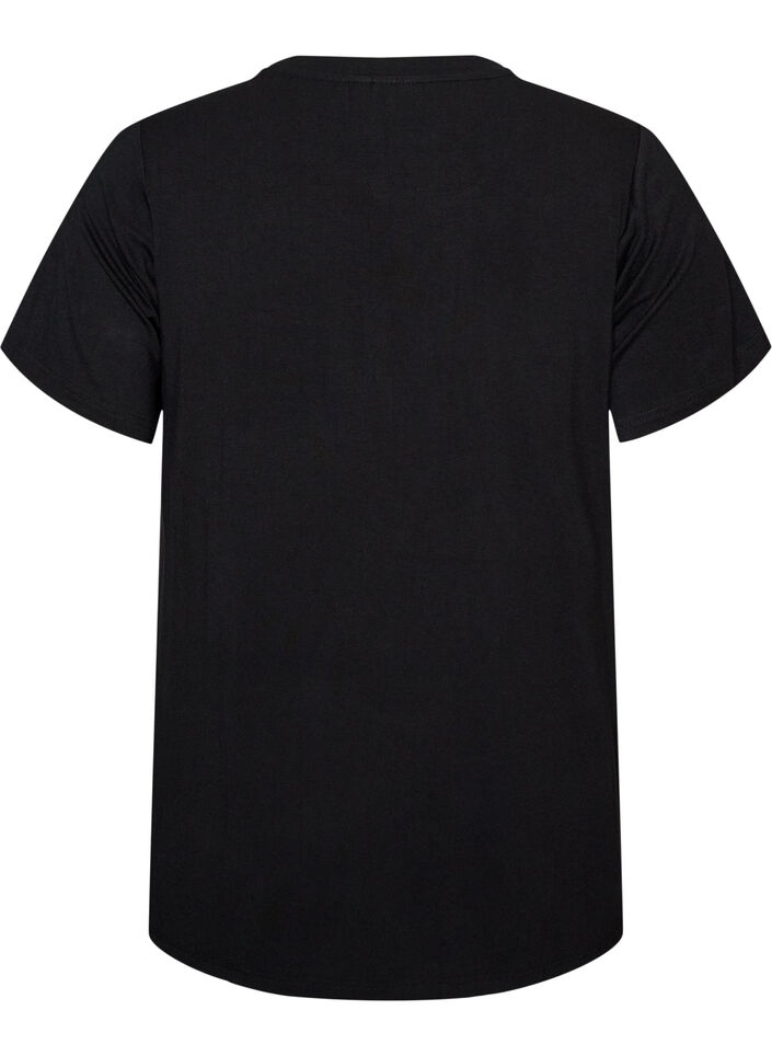 T-shirt en viscose avec strass, Noir, Packshot image number 1