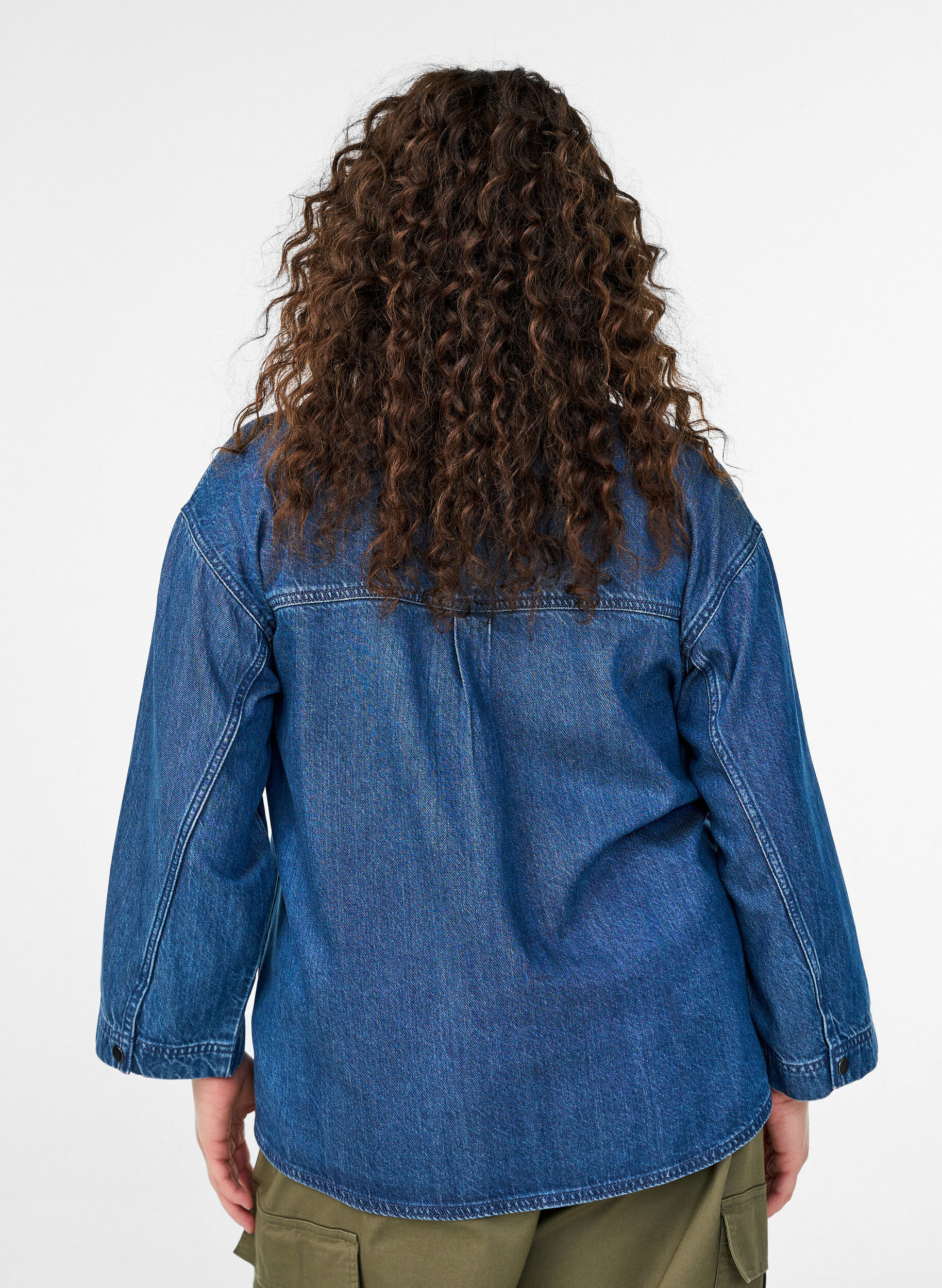 ZizziLos denimshirt met 3/4-mouwen, Blauw, Model image number 2