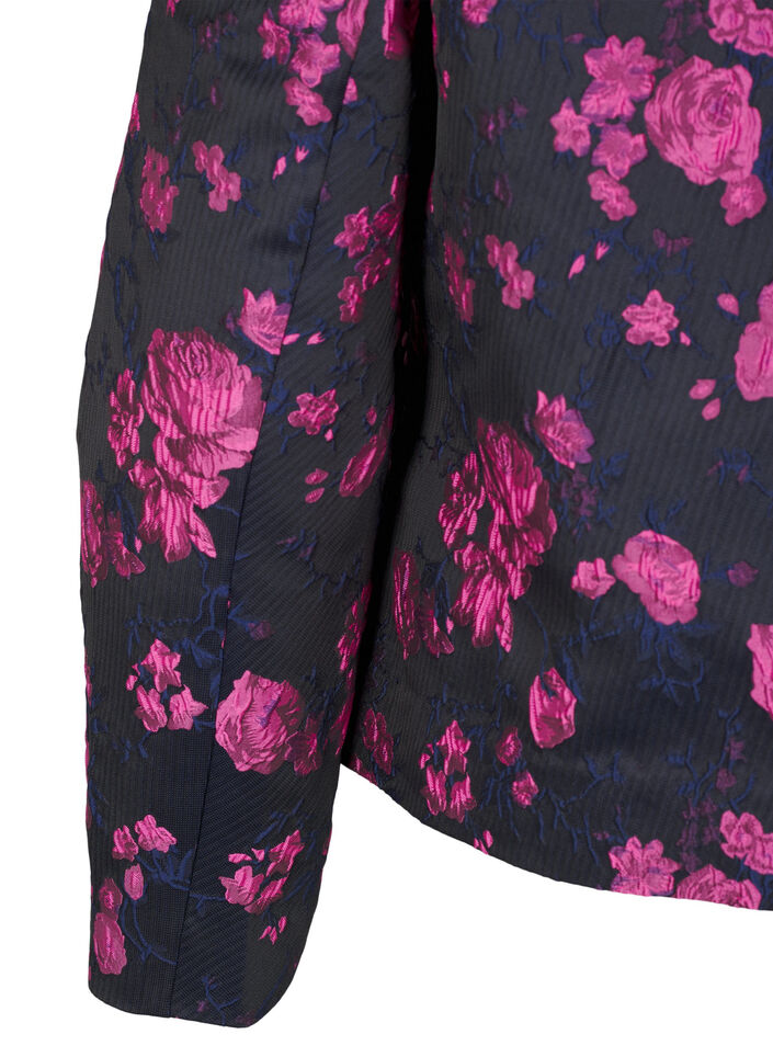 Jacquard jas met bloemenprint, Black w. Red Rose, Packshot image number 3