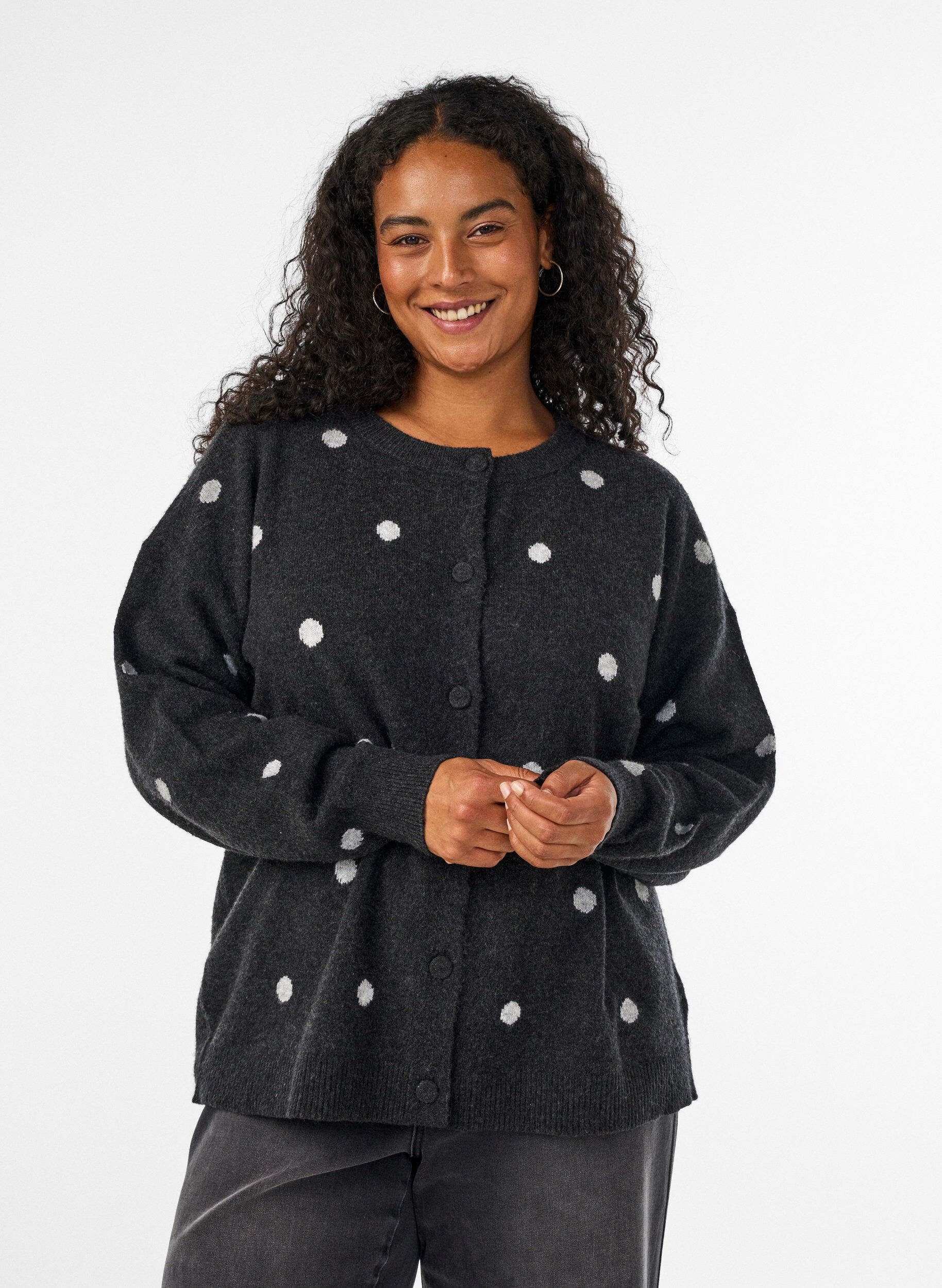 ZizziCardigan &agrave; pois, Gris, Model image number 0
