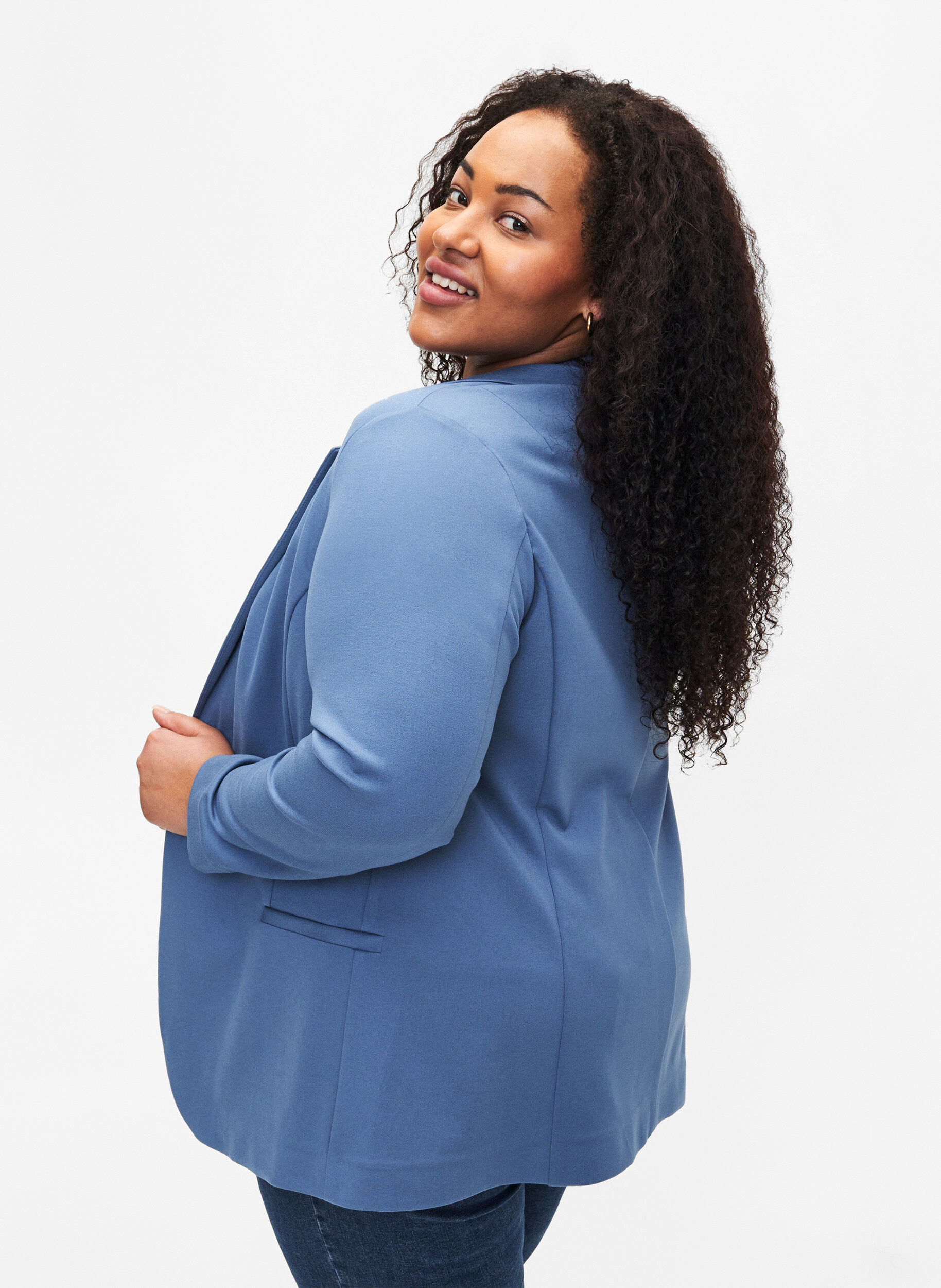 ZizziEenvoudige blazer met knoopsluiting, Blauw, Model image number 2