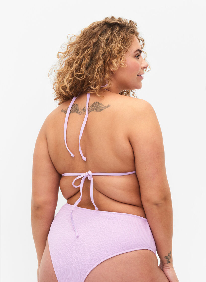 Driehoeksbh met crêpestructuur, Paars, Model image number 1