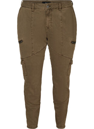 Pantalon cargo avec détails fermeture éclair, Army green, Packshot image number 0