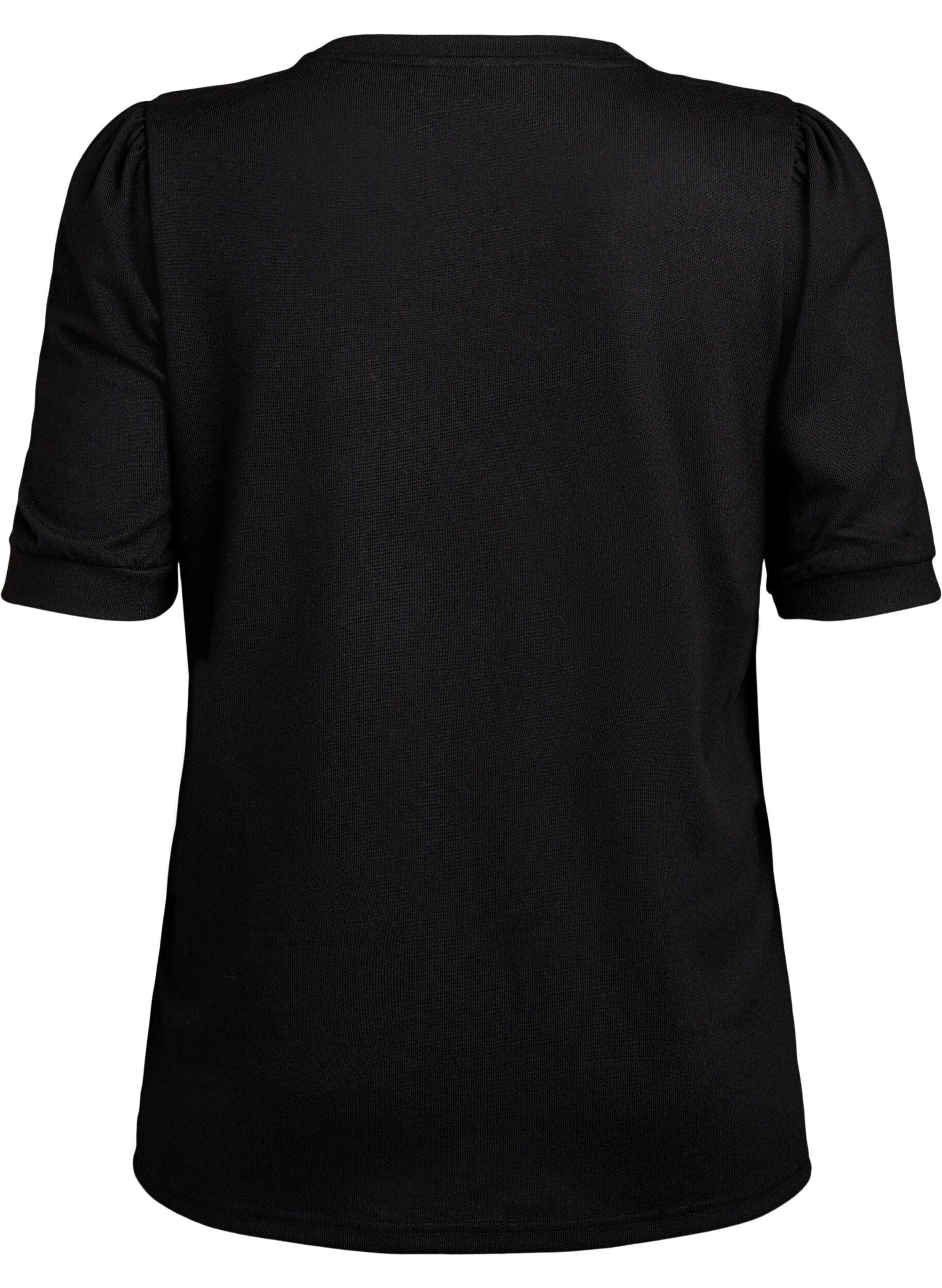 ZizziBlouse met knoopdetail en korte pofmouwen, Zwart, Packshot image number 1