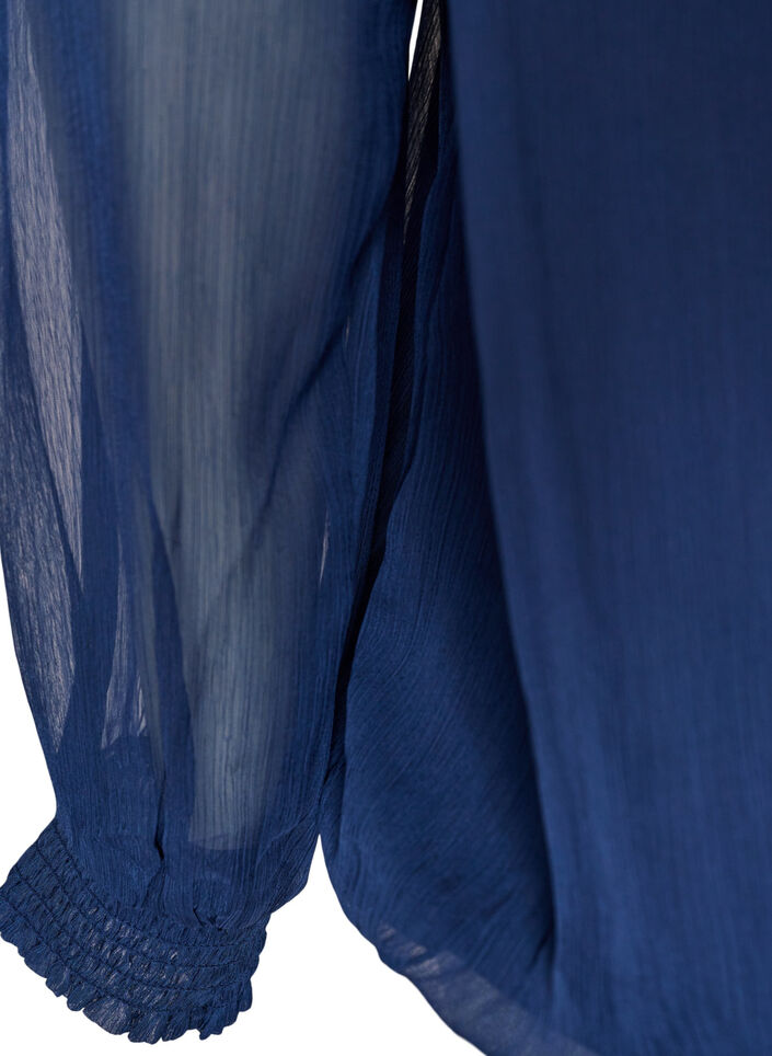 Blouse en mousseline avec manches transparentes, Bleu, Packshot image number 3