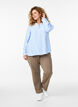 FLASH - Gestreepte blouse met V-hals, Blauw, Model image number 1