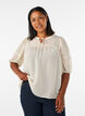 Blouse en seersucker avec lien &agrave; nouer, Beige, Model image number 0