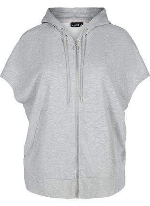Sweatshirt met korte mouwen en ritssluiting, Light Grey Melange, Packshot image number 0