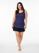 Top avec imprim&eacute; et bord en dentelle, Bleu, Model image number 1