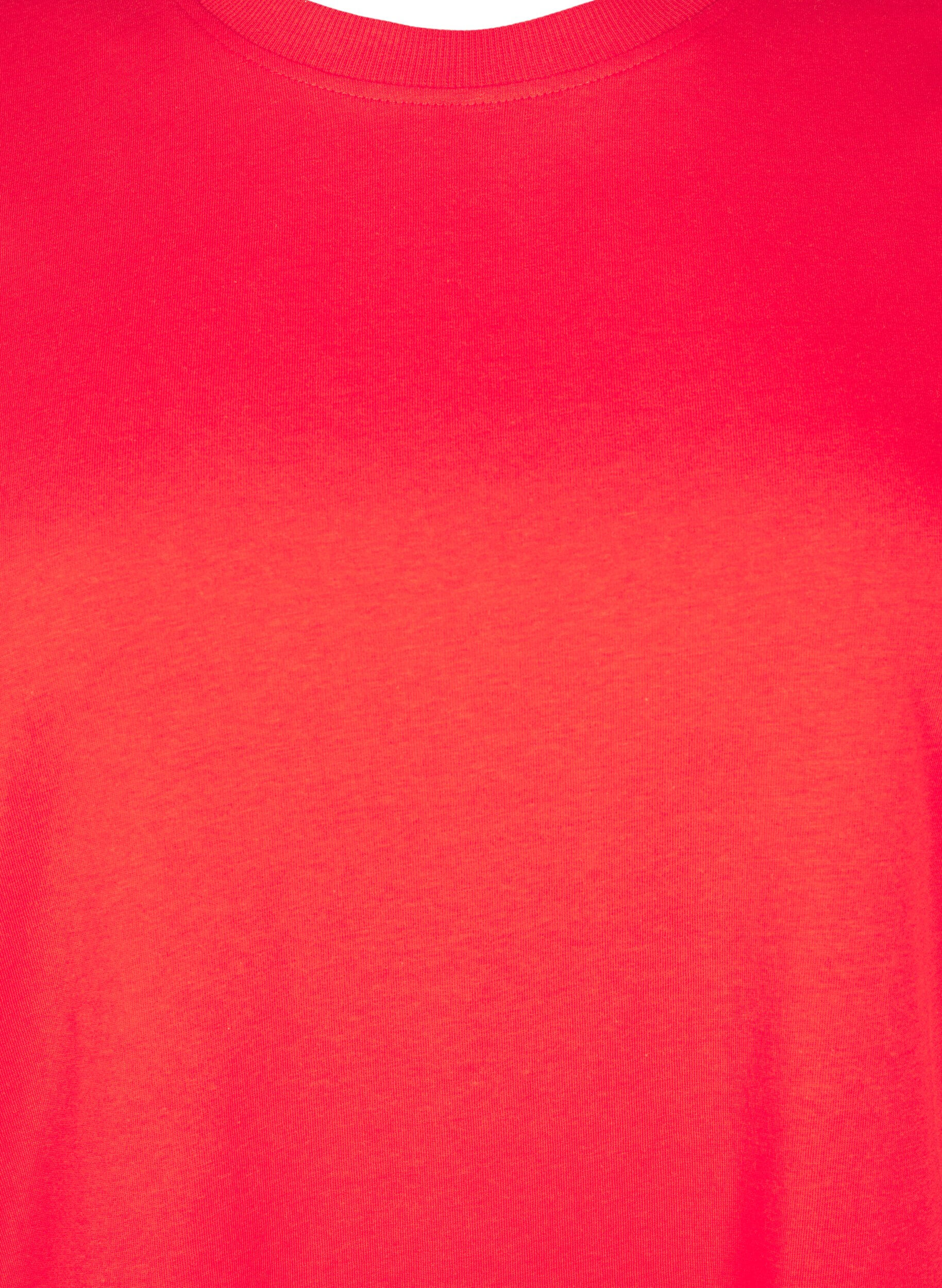 ZizziBasic katoenen T-shirt met ronde hals, Rood, Packshot image number 2