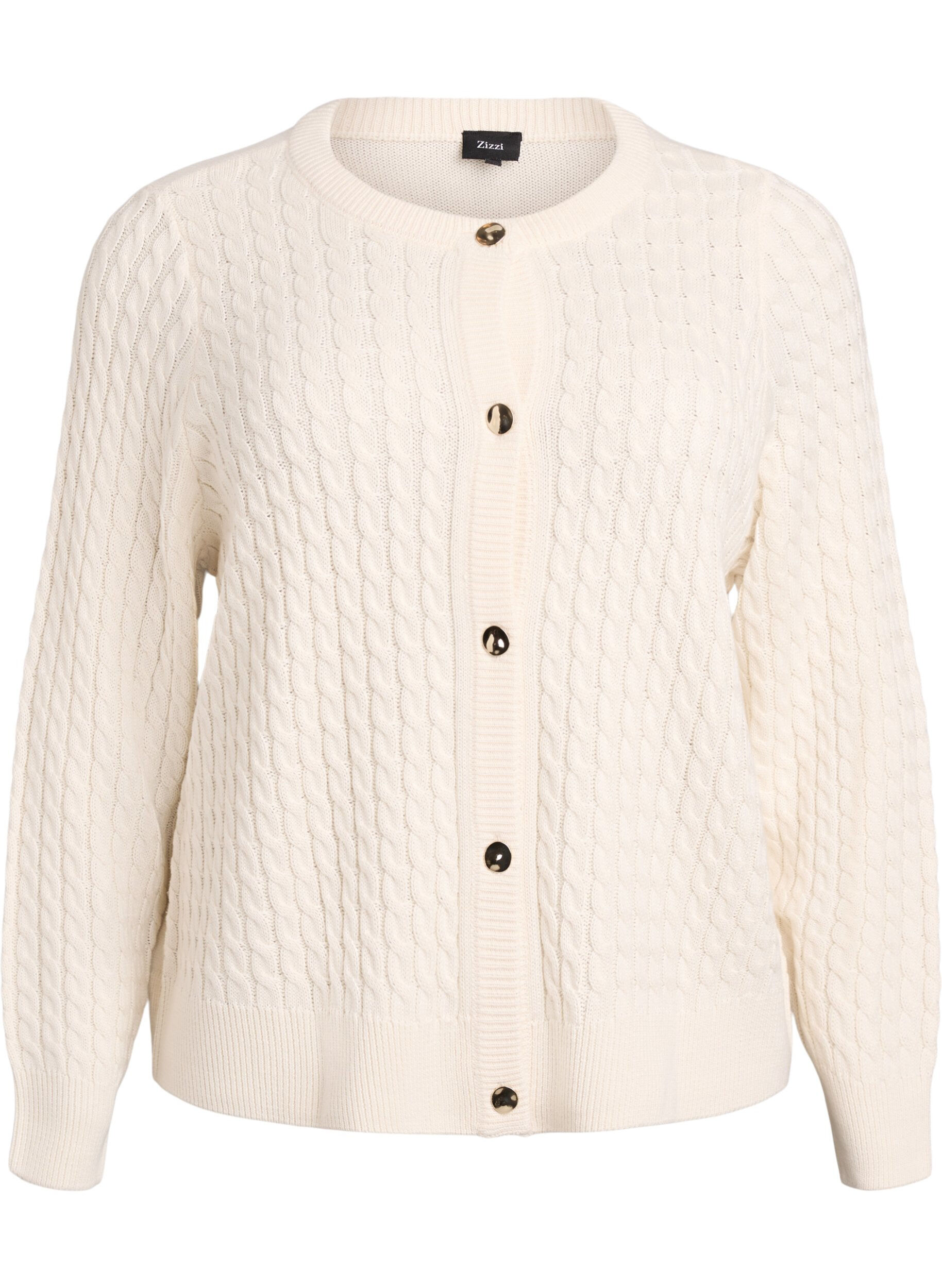 Kabelgebreid vest met gouden knopen