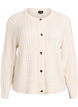 Cardigan en maille torsad&eacute;e avec boutons dor&eacute;s, Vanille, Packshot image number 0