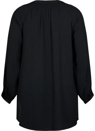 Tunique à manches longues avec smocks décoratifs, Black, Packshot image number 1