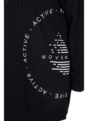 Lang sweatshirt met capuchon en print, Black w. Logo Print, Packshot image number 3