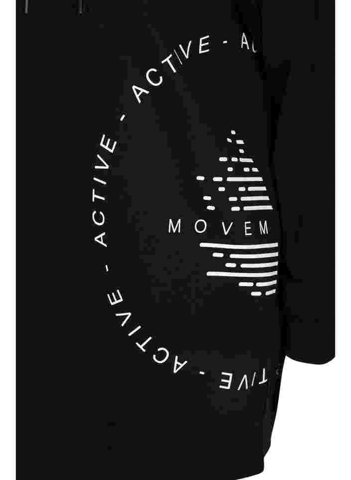 Lang sweatshirt met capuchon en print, Black w. Logo Print, Packshot image number 3