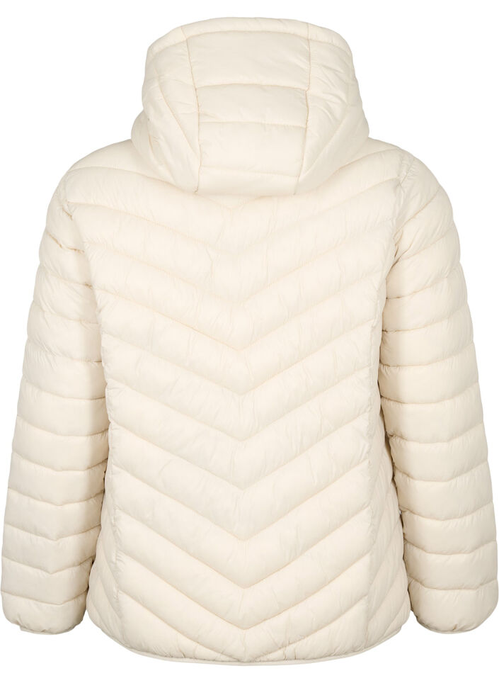 Gewatteerd lichtgewicht jack met capuchon, Beige, Packshot image number 1
