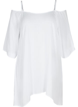 Tunique à épaules dénudées en viscose, White, Packshot image number 0