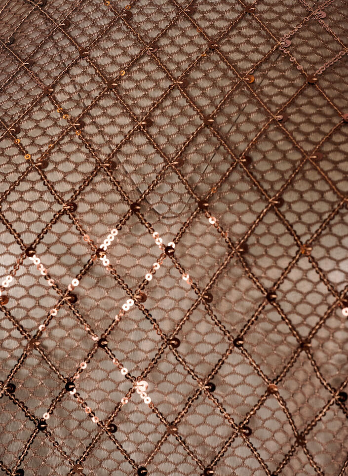 Doorschijnende blouse met pailletten en een ruitpatroon, Bruin, Packshot image number 2