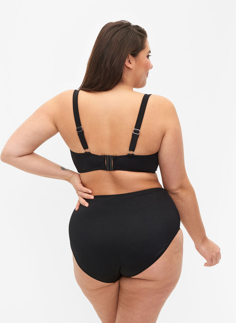 Bas de bikini avec taille régulière, Noir, Model