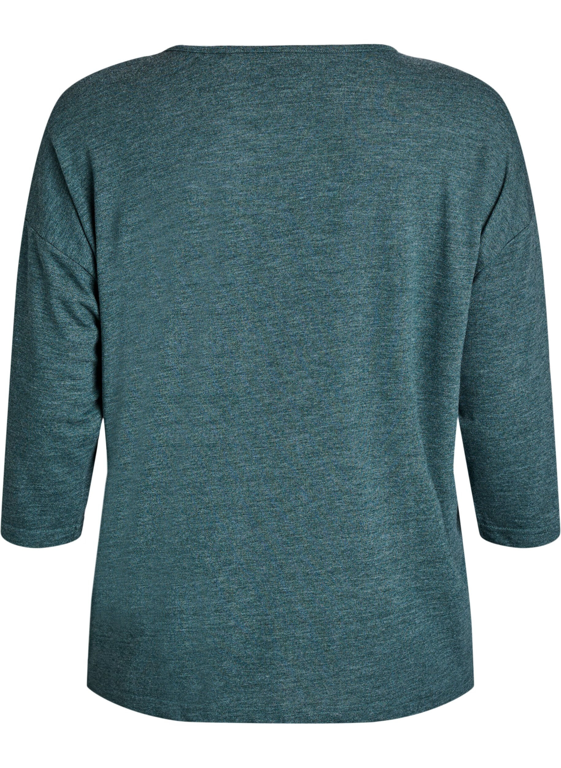 ZizziBlouse en jersey avec manches 3/4, Vert fonc&eacute;, Packshot image number 3