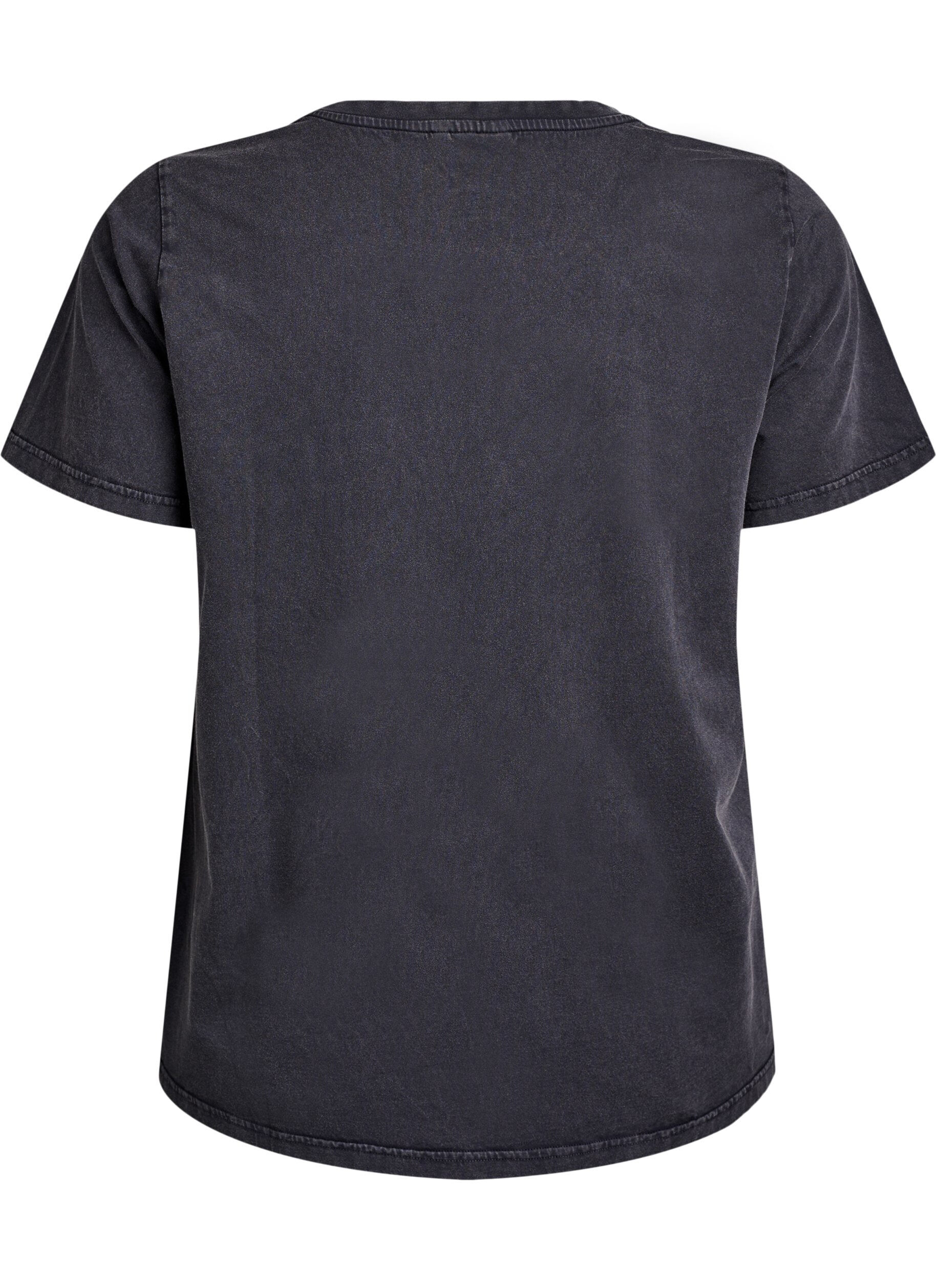 Zizzi T-shirt en coton bio avec imprim&eacute;, Gris anthracite, Packshot image number 1