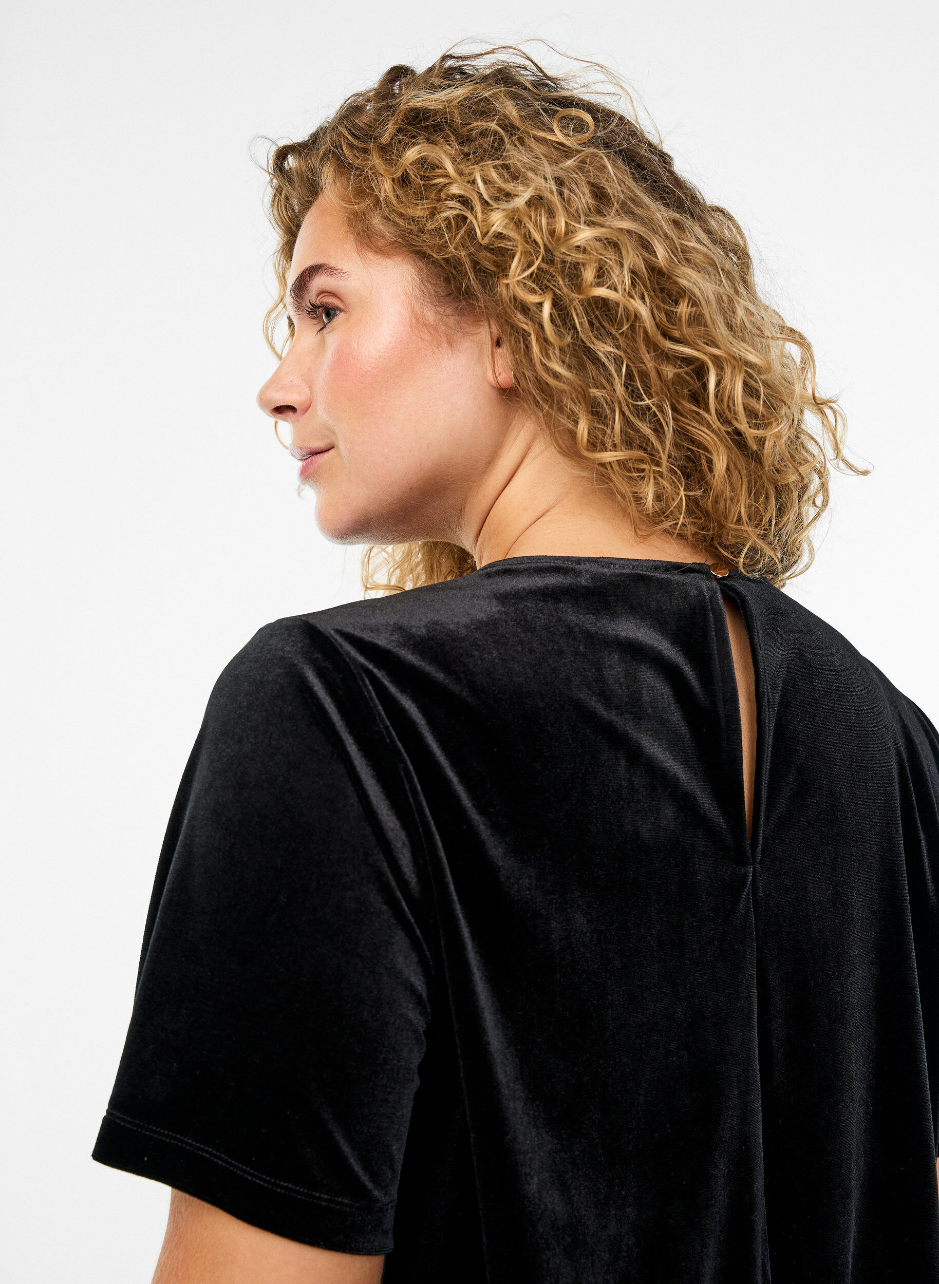 ZizziVelourt-shirt met korte mouwen, Zwart, Model image number 3