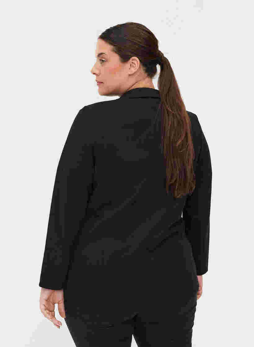 Blazer simple avec bouton et poches décoratives, Black, Model image number 1