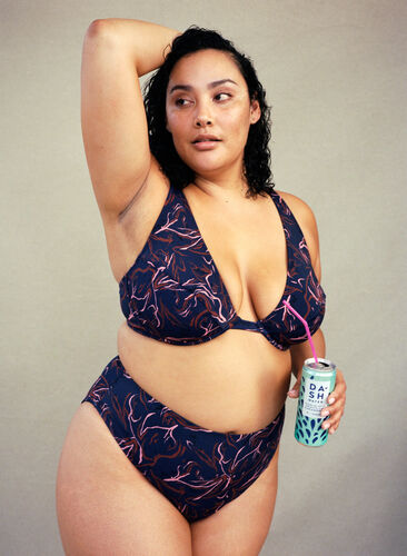Bas de bikini taille haute avec jambe échancrée, Graphic Print, Image image number 0