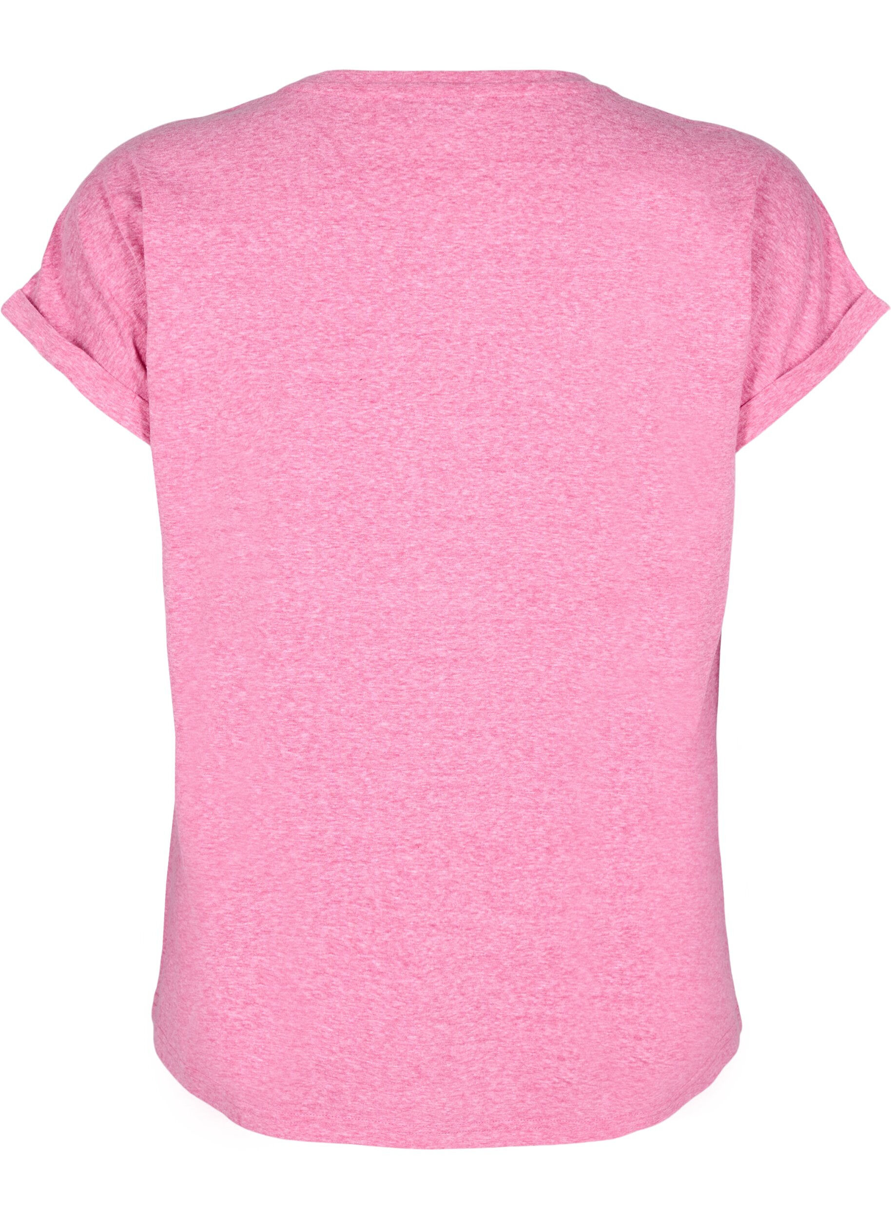 ZizziGem&ecirc;leerd T-shirt met korte mouwen, Roze, Packshot image number 1
