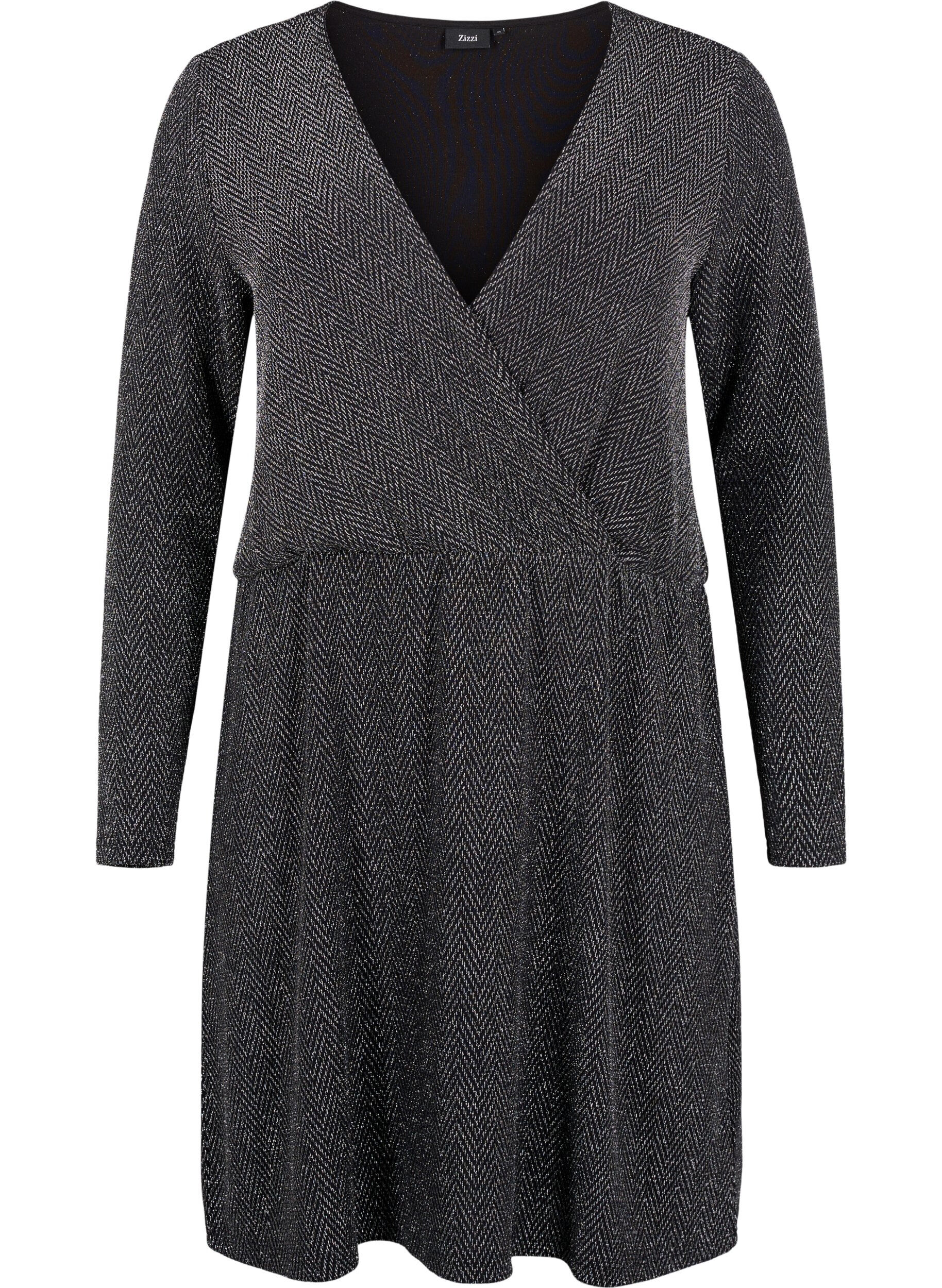 Zizzi Robe paillet&eacute;e avec motif en zigzag, Silver ZigZagShimmer, Packshot image number 0