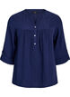 Blouse in katoenen mousseline met broderie anglaise, Blauw, Packshot image number 0