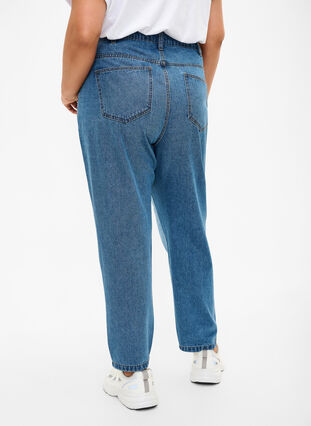 Mille mom fit-jeans met colorblock en hoge taille, Light Blue Denim, Model image number 1