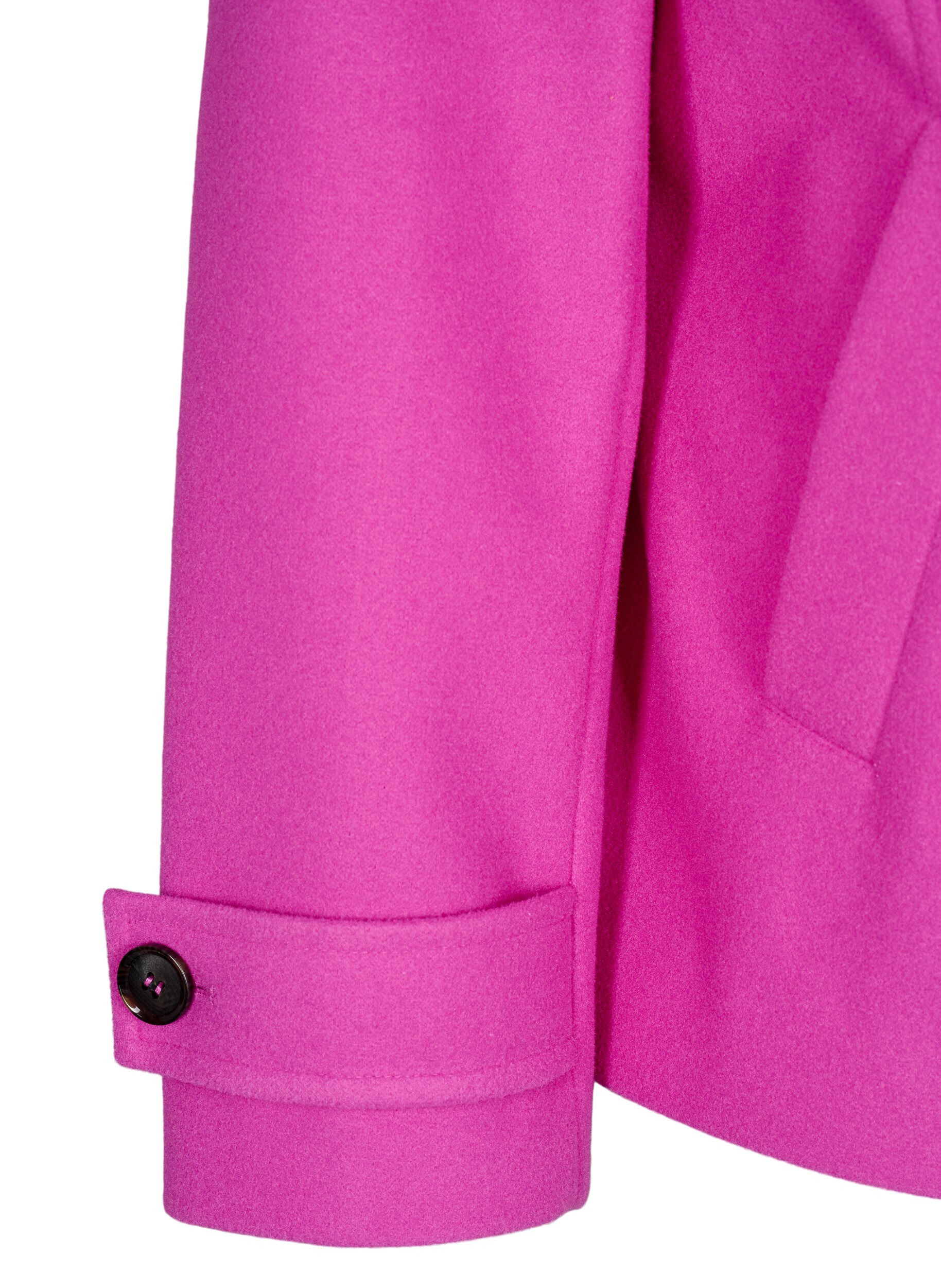 Zizzi Manteau court imitation laine et &agrave; poches, Purple Orchid, Packshot image number 3
