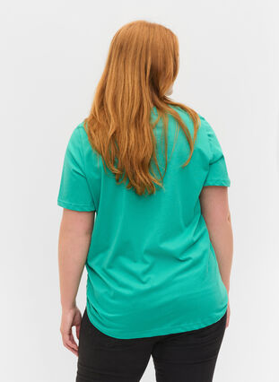T-shirt en coton à manches courtes avec impression, Sea Green, Model image number 1