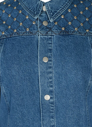 Veste en jean en coton avec rivets, Blue denim ASS, Packshot image number 2