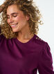 Blouse met knoopdetail en korte pofmouwen, Donker Bordeaux, Model image number 3