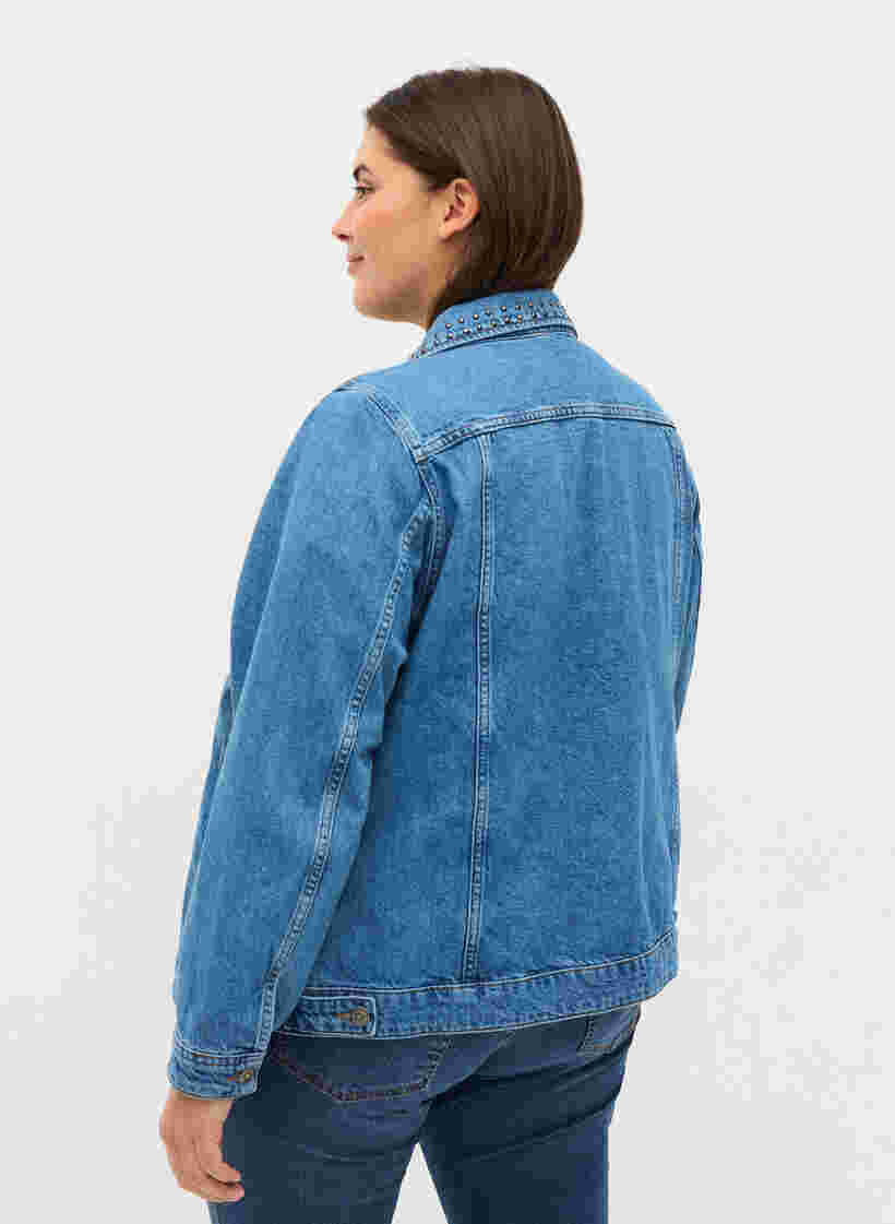 Veste en jean avec rivets bruts, Blue denim, Model image number 1