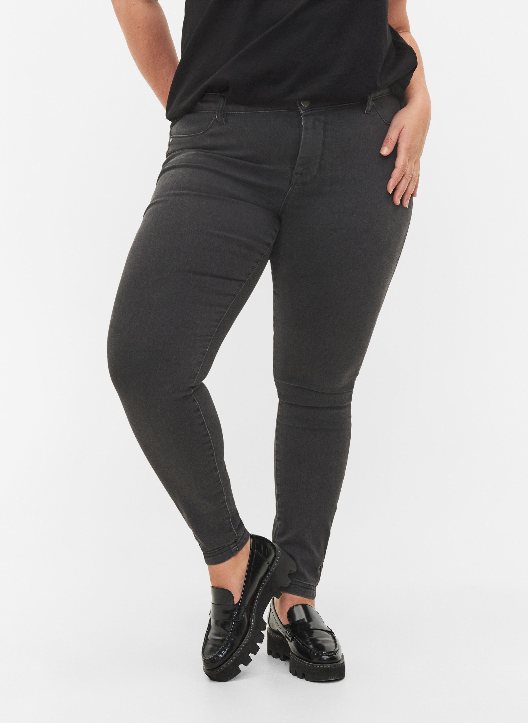 ZizziJeggings van katoenmix, Grey Denim, Model image number 2