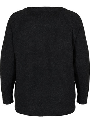 Gemêleerd gebreide blouse met pailletten, Dark Grey Melange, Packshot image number 1