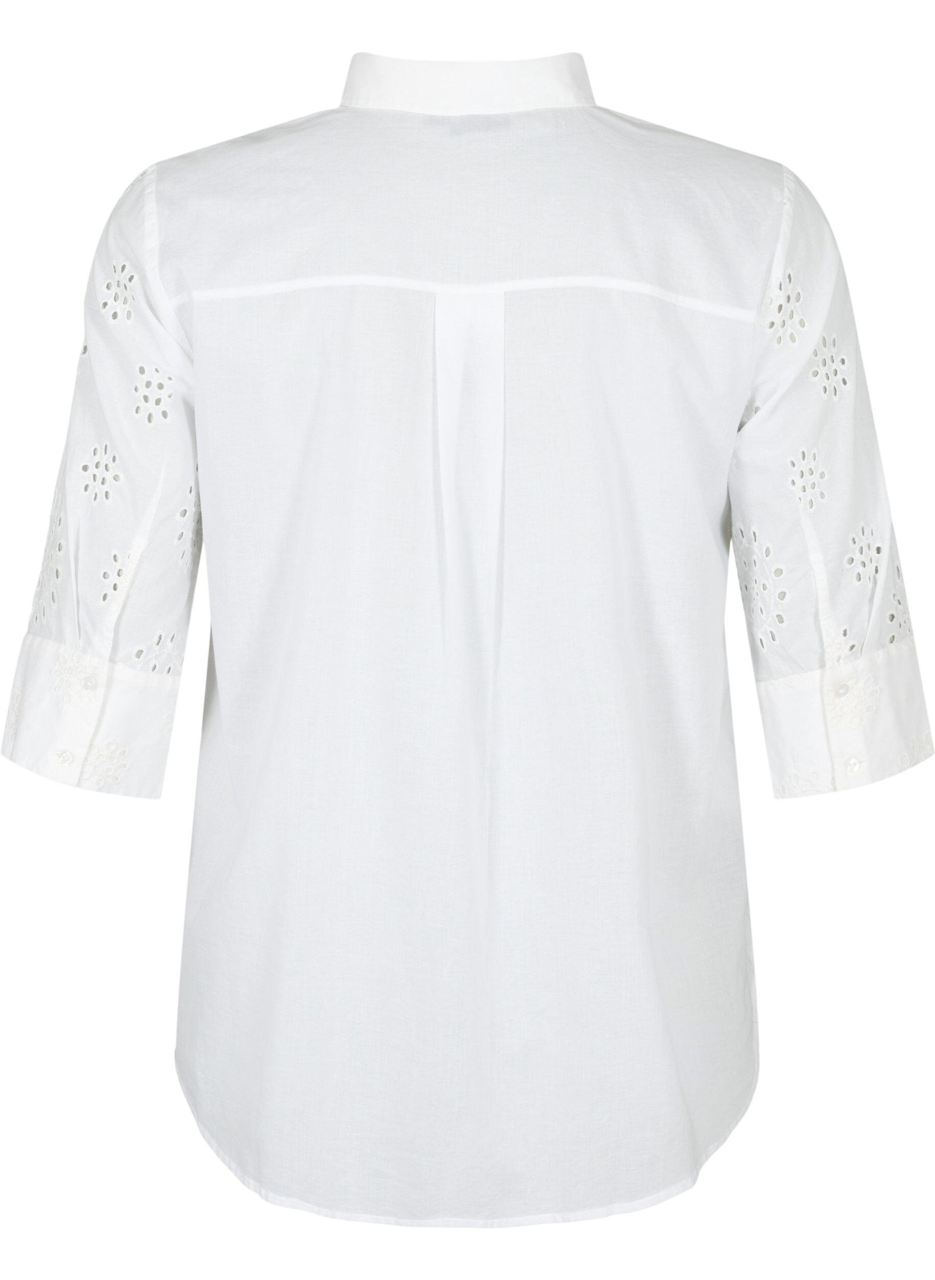 ZizziShirtblouse met Engels borduurwerk en 3/4-mouwen, Bright White, Packshot image number 1