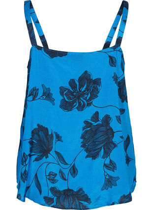 Mouwloze viscose top met bloemenprint, Blue Flower AOP, Packshot image number 1