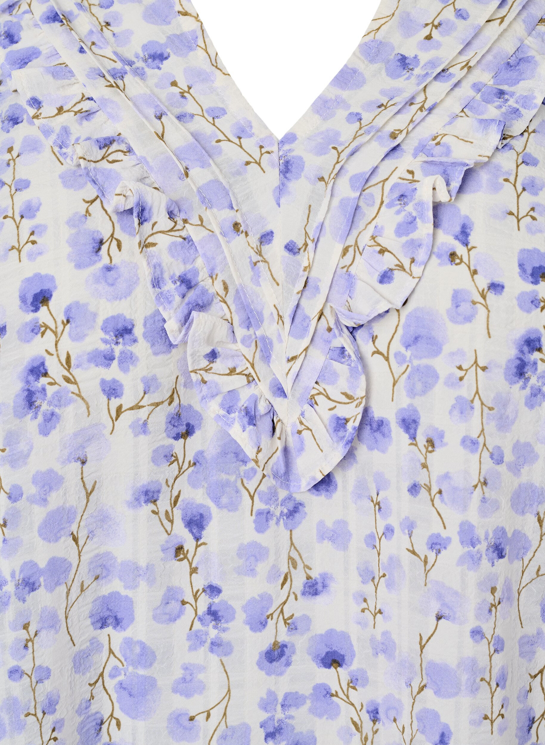 ZizziBlouse met V-hals, korte mouwen en bloemenprint, Wit, Packshot image number 2